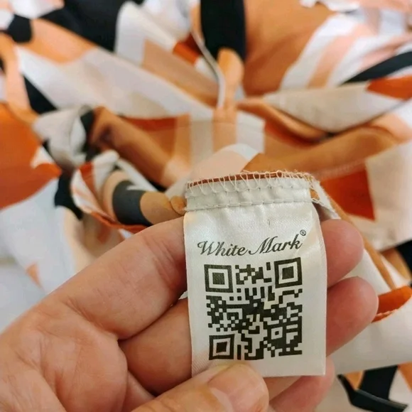 White Mark Geometric Pajama Set - Black, White, Orange - Picture 7 of 14